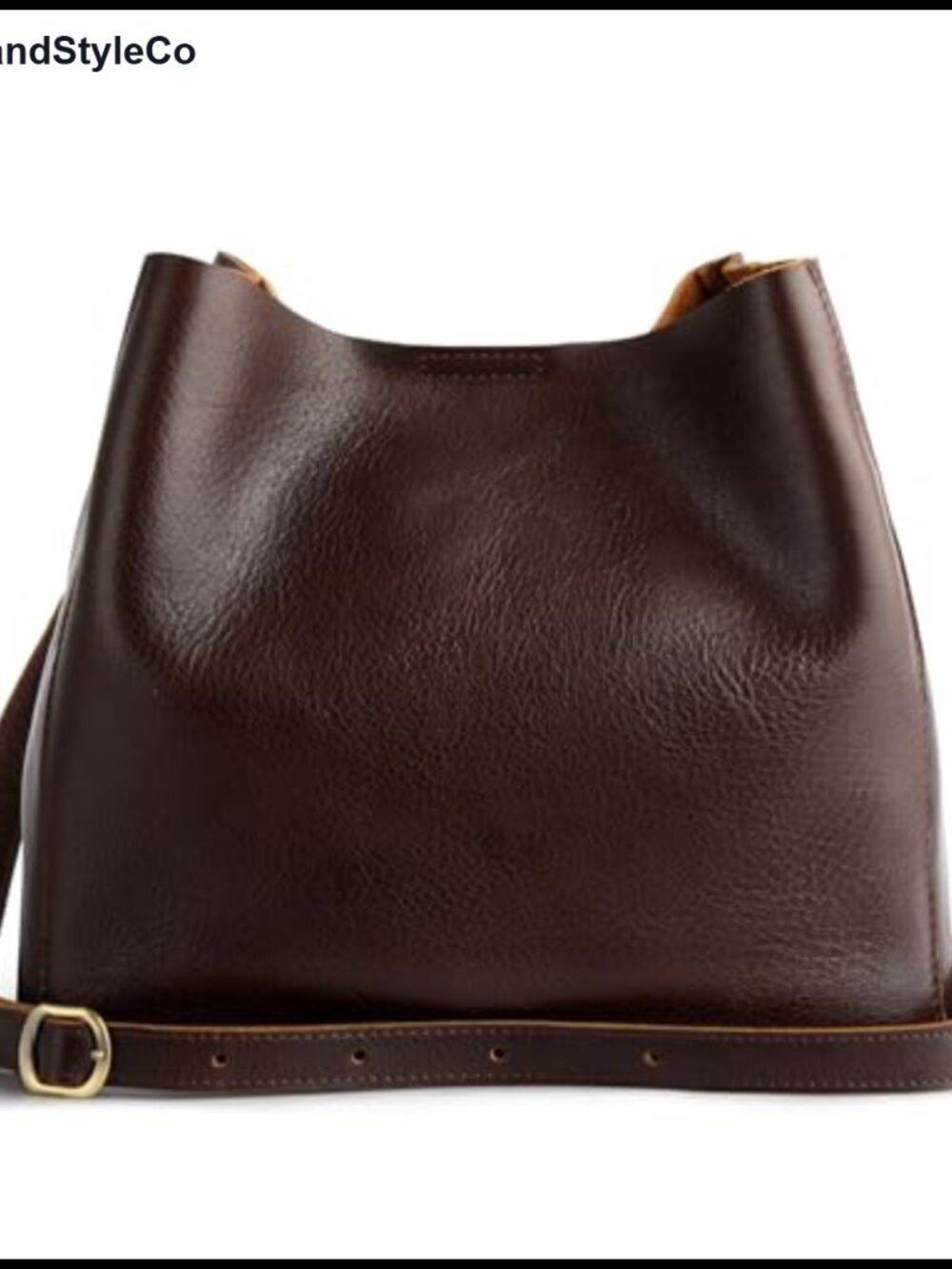 Full Grain Leather Crossbody Bucket Bag Convertible Butterfly Purse